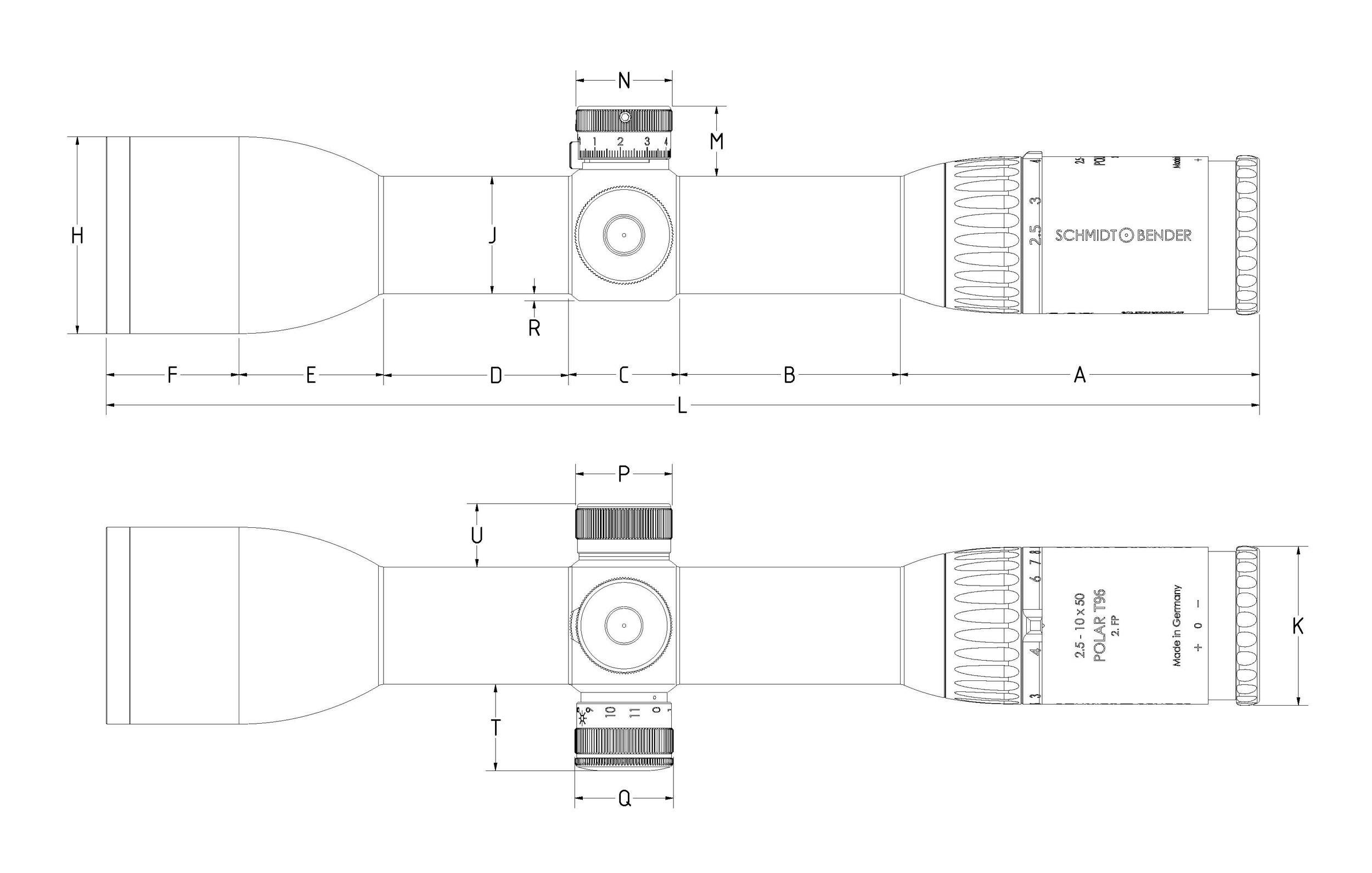 Technische Zeichnung 2.5-10x50 Polar T96 ASV Posicon