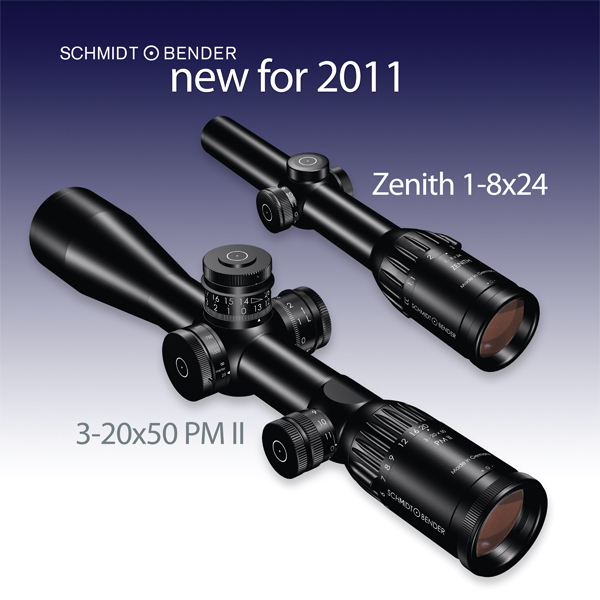 New products 2011 with the 1-8x24 Zenith (later: Exos) and 3-20x50 PM II